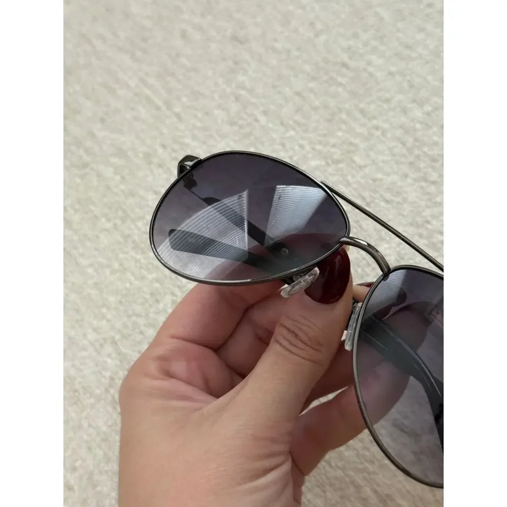 Tommy Hilfiger TH Aviator Sunglasses Gunmetal Silver Dark Gray Gradient Ombre